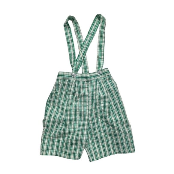 Vintage 90s Kelly's Kids Boys 5 Green White Shortall Romper Seersucker Holiday - Picture 3 of 6